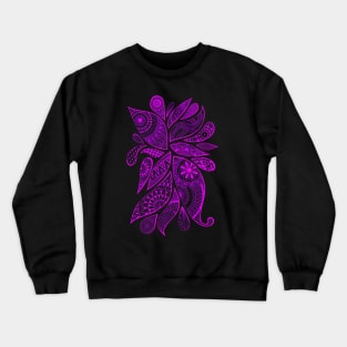 Abstract Zentangle Swirls Design (pink on black) Crewneck Sweatshirt